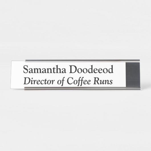 Direktor von Coffee Runs Funny Office Weiß Schreibtischnamensplakette (Vorderseite )