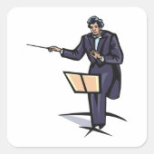 Dirigent des Sinfonieorchesters Klassische Musik Quadratischer Aufkleber (Vorderseite)