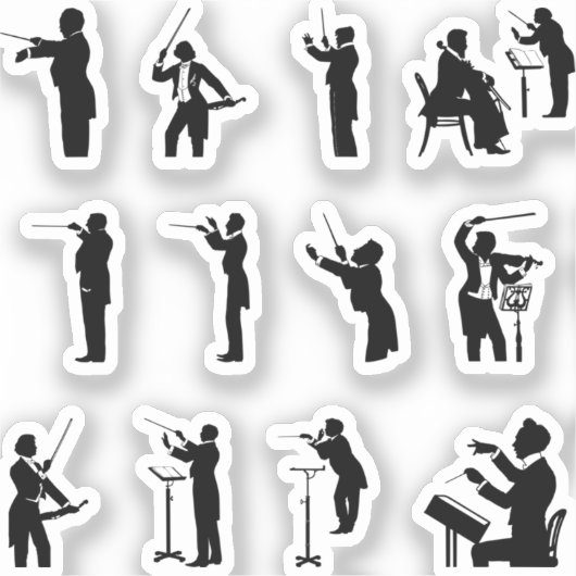 dirigent-music-Silhouette Aufkleber (Vorderseite)