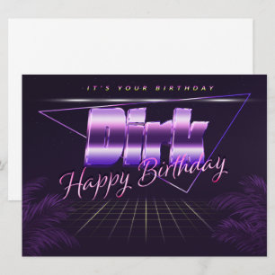 Dirk Name Vorname lila retro Karte Geburtstag