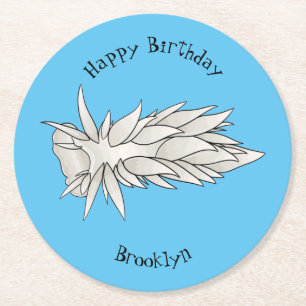 Dirona albolineata NudiBranntbild Cartoon Runder Pappuntersetzer