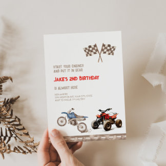 Dirt ATV Bike Dual Thema Geburtstag Einladung