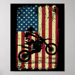 Dirt Bike American Flag 4. Poster