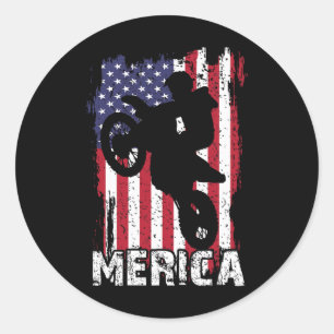 Dirt Bike American Flag Merica Motocross 4. Ju Runder Aufkleber