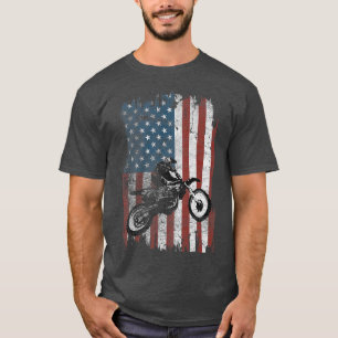Dirt Bike American Flag Motocross Biker 4. Jul T-Shirt