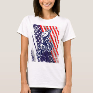 Dirt Bike American Flag Motocross Biker 4. Jul T-Shirt