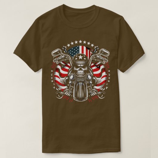 Dirt Bike American Flag Motocross Biker 4. Jul T-Shirt (Design vorne)