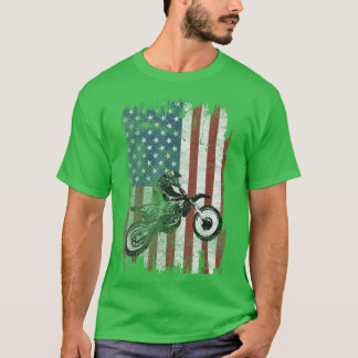 Dirt Bike American Flag Motocross Biker 4. Jul T-Shirt