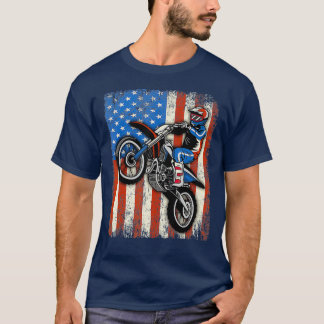 Dirt Bike American Flag Motocross Biker Funny of T-Shirt