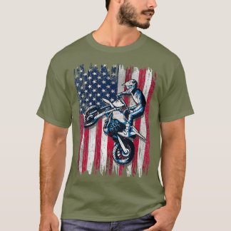 Dirt Bike American Flag Motocross Biker Gift 4 T-Shirt