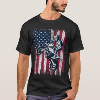 Dirt Bike American Flag Motocross Biker Gift T-Shirt