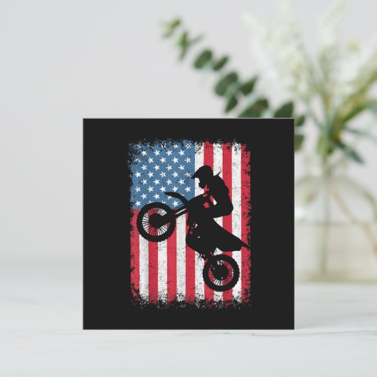 Dirt Bike American Flag Motocross Biker Men Boys V Dankeskarte (Stehend Vorderseite)