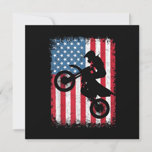 Dirt Bike American Flag Motocross Biker Men Boys V Dankeskarte (Vorderseite)