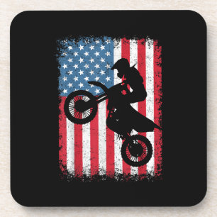 Dirt Bike American Flag Motocross Biker Men Boys V Getränkeuntersetzer