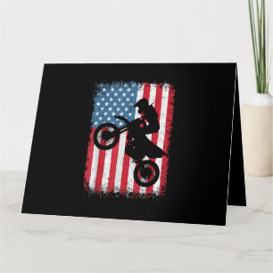Dirt Bike American Flag Motocross Biker Men Boys V Karte