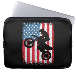 Dirt Bike American Flag Motocross Biker Men Boys V Laptopschutzhülle