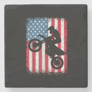Dirt Bike American Flag Motocross Biker Men Boys V Steinuntersetzer