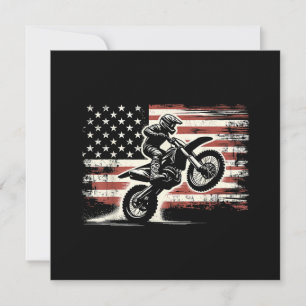 Dirt Bike American Flag Motocross Biker Vintag USA Einladung