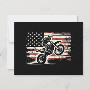 Dirt Bike American Flag Motocross Biker Vintag USA Feiertagskarte