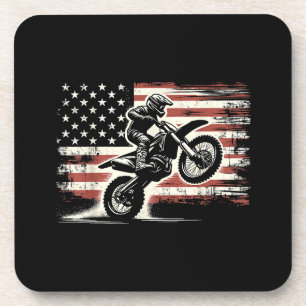 Dirt Bike American Flag Motocross Biker Vintag USA Getränkeuntersetzer