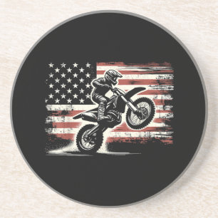 Dirt Bike American Flag Motocross Biker Vintag USA Getränkeuntersetzer