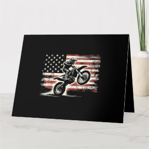 Dirt Bike American Flag Motocross Biker Vintag USA Karte