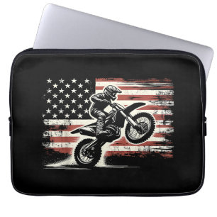 Dirt Bike American Flag Motocross Biker Vintag USA Laptopschutzhülle