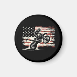 Dirt Bike American Flag Motocross Biker Vintag USA Magnet