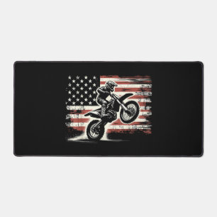 Dirt Bike American Flag Motocross Biker Vintag USA Schreibtischunterlage