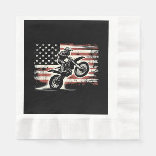Dirt Bike American Flag Motocross Biker Vintag USA Serviette