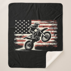 Dirt Bike American Flag Motocross Biker Vintag USA Sherpadecke