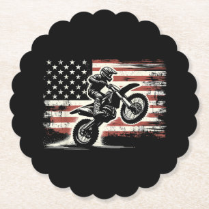 Dirt Bike American Flag Motocross Biker Vintag USA Untersetzer