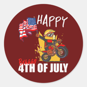 Dirt Bike Amerikanische Flagge 4. Juli USA Motocro Runder Aufkleber