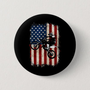 Dirt Bike Amerikanische Flagge Motocross Biker 4. Button