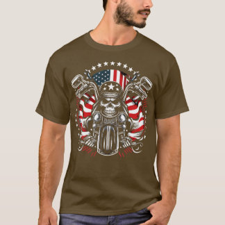 Dirt Bike Amerikanische Flagge Motocross Biker 4. T-Shirt