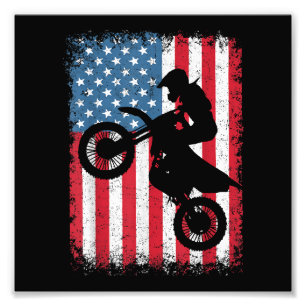 Dirt Bike Amerikanische Flagge Motocross Biker Män Fotodruck