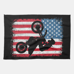 Dirt Bike Amerikanische Flagge Motocross Biker Män Geschirrtuch