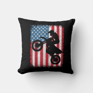 Dirt Bike Amerikanische Flagge Motocross Biker Män Kissen