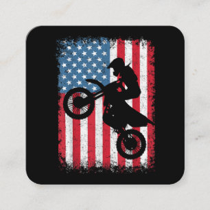Dirt Bike Amerikanische Flagge Motocross Biker Män Quadratische Visitenkarte