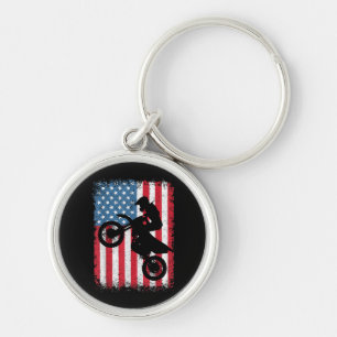 Dirt Bike Amerikanische Flagge Motocross Biker Män Schlüsselanhänger