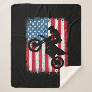Dirt Bike Amerikanische Flagge Motocross Biker Män Sherpadecke