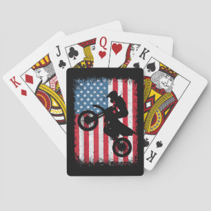 Dirt Bike Amerikanische Flagge Motocross Biker Män Spielkarten