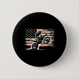Dirt Bike Amerikanische Flagge Motocross Biker Vin Button