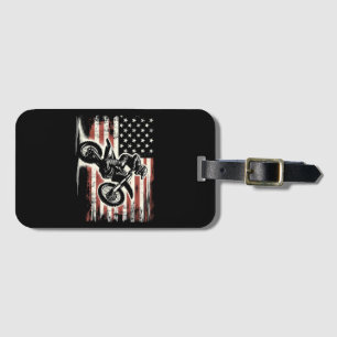 Dirt Bike Amerikanische Flagge Motocross Biker Vin Gepäckanhänger