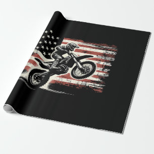 Dirt Bike Amerikanische Flagge Motocross Biker Vin Geschenkpapier