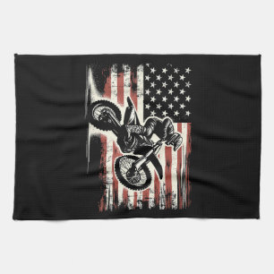 Dirt Bike Amerikanische Flagge Motocross Biker Vin Geschirrtuch