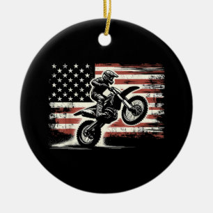 Dirt Bike Amerikanische Flagge Motocross Biker Vin Keramik Ornament