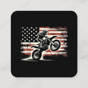 Dirt Bike Amerikanische Flagge Motocross Biker Vin Quadratische Visitenkarte