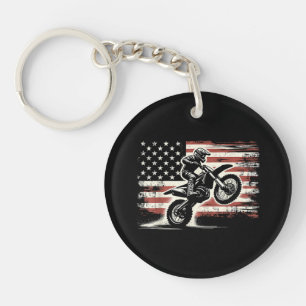 Dirt Bike Amerikanische Flagge Motocross Biker Vin Schlüsselanhänger