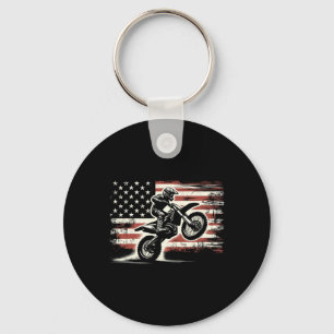 Dirt Bike Amerikanische Flagge Motocross Biker Vin Schlüsselanhänger